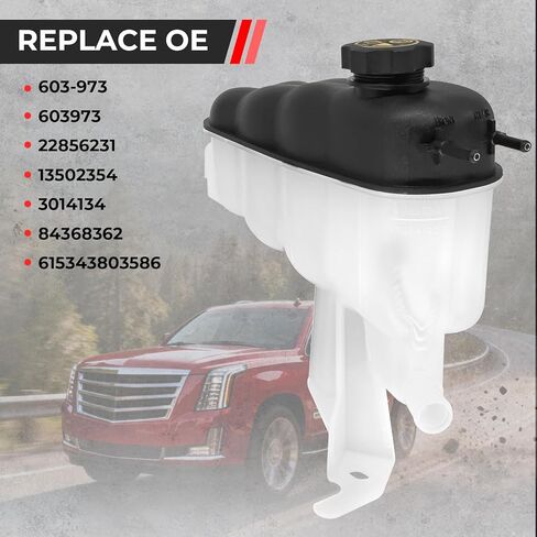 603-973 Coolant Expansion Reservoir Tank with Cap – Compatible with 2014-2020 Chevy Silverado 1500 2500 Suburban Tahoe / GMC Sierra 1500 Yukon / Cadillac Escalade – Replace 22856231 3014134 in Saudi Arabia