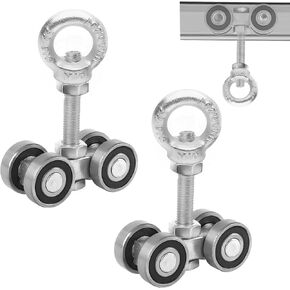 4 Wheel Trolley Assembly Roller, Silent Unistrut Trolley, Solid Steel, M10 Bolt, Lifting Eye Nuts, 1-5/8" Wide Strut Channel (2pc) in Kuwait
