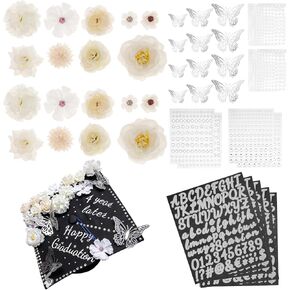 DIY Graduation Cap Decorations Kit Included Faux Flowers Self Adhesive Rhinestones Peal 3D Butterfly Glitter Alphabet Letter Stickers for 2026 Grad Cap Graduation Party Supplies in Saudi Arabia