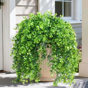20 Bundles Artificial Plants Outdoor Faux Greenery, UV Resistant Fake Shrubs Plant Boxwood Grass Plastic Greenery for Farmhouse Garden Patio Balcony Porch Backyard Window Box Indoor Outdoor Decoration in Saudi Arabia