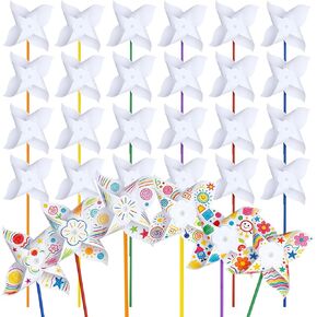 Yolyoo 50 Pack DIY Pinwheels Paper Crafts,Bulk Blank Color Your Own Paper Pinwheels for Patriotic Memorial Day Spring Summer Activity Party Favor Supplies in Saudi Arabia