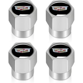 أغطية جذعية صمام الإطارات لكاديلاك ATS CTS EXT SRX XTS XLR ELR سلسلة أغطية هوائية لعجلة السيارة المعدنية إكسسوارات أغطية جذعية صمام السيارات 4 قطع فضية in Kuwait
