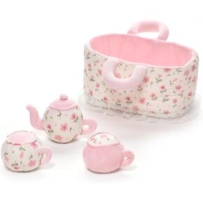 LeyaDoll Tea Party Playset for Toddlers 1-3, Birthday Gifts for 3 Year Old Girl, Pretend Play Kitchen Accessories Toys with Pink Picnic Basket for Kids in Saudi Arabia