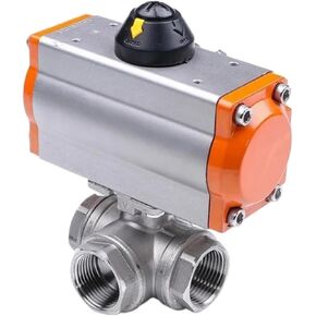 1" 304 Stainless steel 3 Way High Platform Pneumatic Ball Valve With Double Acting Cylinder(L Type) in Saudi Arabia