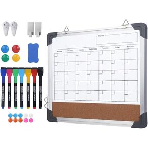 Dry Erase Calendar whiteboard Cork Board Combo for wall,12.8 * 16'',Magnetic Double-Sided Monthly Calendar whitboard for Home School Office Kitchen (White) in Saudi Arabia