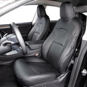 Nappa Leather Car Seat Covers Fit for Tesla Model Y 2017 2018 2019 2020 2021 2022 2023 2024, Soft and Comfortable, Easy to Clean.Reserved Seat Belt Hole-White in Saudi Arabia