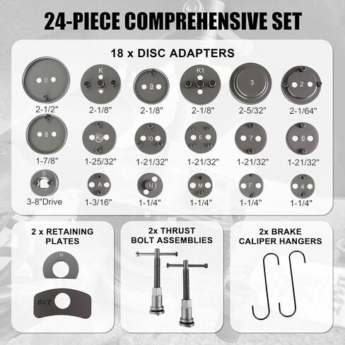 SGT 32pc Brake Caliper Compression Tool Set,Heavy Duty Brake Piston Compressor Tool and Wind Back Tool Kit with Drum Brake Tool,Universal Disc Brake Caliper Tool Set with Storage Case in Saudi Arabia