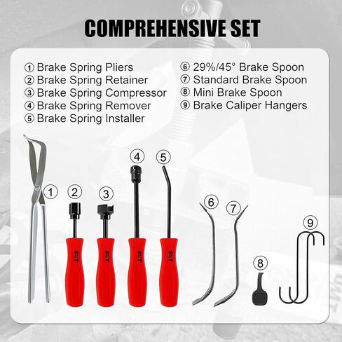 SGT 32pc Brake Caliper Compression Tool Set,Heavy Duty Brake Piston Compressor Tool and Wind Back Tool Kit with Drum Brake Tool,Universal Disc Brake Caliper Tool Set with Storage Case in Saudi Arabia