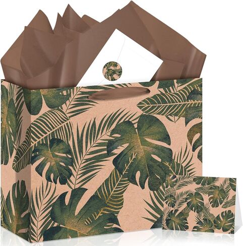 Wildflower Gift Bag Christmas Gifts Wild Floral Birthday Bag with Wrapping Paper Card Sticker Envelope for Watercolor Flower Christian Presents Wedding Baby Shower Bridal Shower Engagement Gifts Wrap in Saudi Arabia
