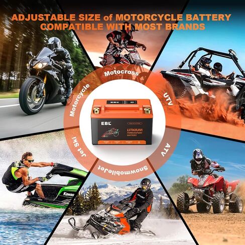 EBL YTZ10S-BS Lithium LiFePO4 Motorcycle Battery, 12V 6Ah 180CCA Powersports Battery for ATV, UTV, PWC, Jet Ski, Scooter, Riding Lawn Mower, Generator & Polaris in Kuwait