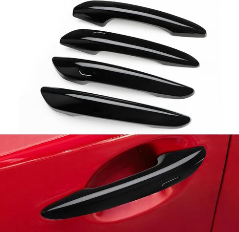 Upgraded Snap-on Door Handle Cover Compatible for 2023 2024 2025 2026 Mazda 3 CX-30 CX-50 Accessories for 2024 2025 2026 Mazda CX-70 CX-90 No Adhesive Handle Protectors (Glossy Black) in Kuwait