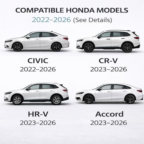 غطاء مقبض باب السيارة بدون لاصق، واقي مقبض خارجي على طراز OEM متوافق مع Honda Civic 2022–2026 (الجيل الحادي عشر)، Accord/CR-V/HR-V 2023–2026، Acura Integra (أسود لامع) in Kuwait