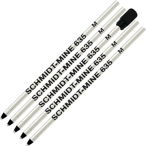 Schmidt 635 D1 Mine Ballpoint Refill - Black Ink - Medium Tip 0.7mm - Pack of 5 (Includes 1 Plastic End Cap) in Kuwait