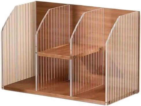 Bookshelf Desktop Wooden Bookshelf Organizer Stand, with Plastic Partition Display Shelf, Home Study or Office Storage Shelving Rack for Living Room Home Office(L45xW20xH36 cm) in Saudi Arabia