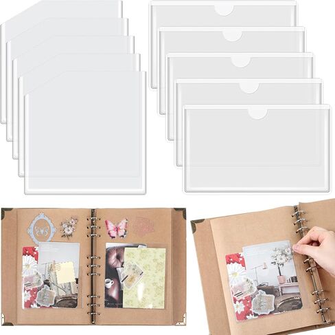 10 PCS Adhesive Clear Pockets, Self Adhesive Corner Pockets Add Storage Space to Notebook Journal Traveler Planners Index Card Folder Top Open for Office Home in Saudi Arabia