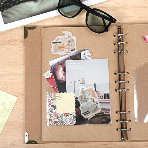 10 PCS Adhesive Clear Pockets, Self Adhesive Corner Pockets Add Storage Space to Notebook Journal Traveler Planners Index Card Folder Top Open for Office Home in Saudi Arabia