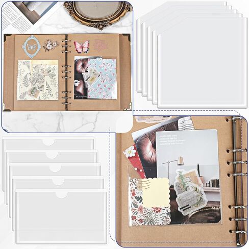 10 PCS Adhesive Clear Pockets, Self Adhesive Corner Pockets Add Storage Space to Notebook Journal Traveler Planners Index Card Folder Top Open for Office Home in Saudi Arabia