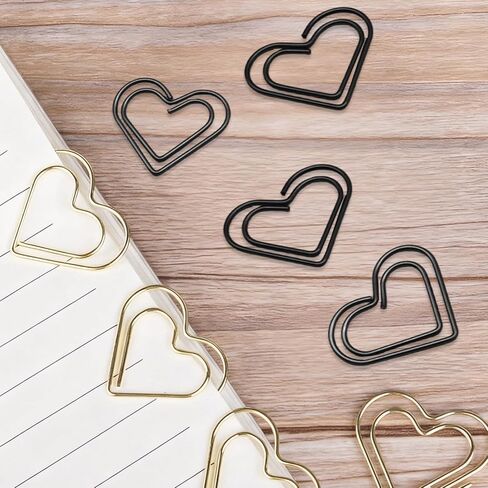100 Pcs Black Love Heart Shaped Paper Clips, Stainless Steel Cute Small Decorative Paperclips for Document/Note/Wedding Decoration/Crafts in Kuwait