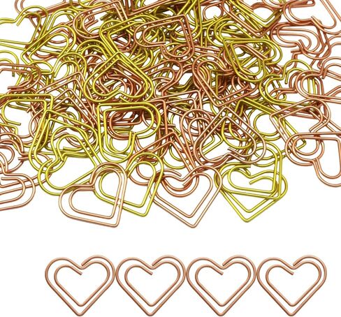 100 Pcs Black Love Heart Shaped Paper Clips, Stainless Steel Cute Small Decorative Paperclips for Document/Note/Wedding Decoration/Crafts in Kuwait