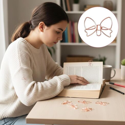 20 Pcs Decorative Bow Paperclip Bowknot Shape Paper Clips Mini Bow Shape Paper Clips Funny Papers Clip Cute Paperclips Rose Gold Fancy Paperclips Metal Paperclip Bookmarks Planner Clip for Office Home in Kuwait