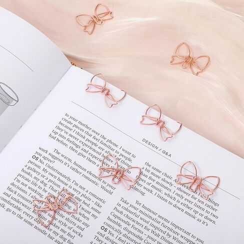 20 Pcs Decorative Bow Paperclip Bowknot Shape Paper Clips Mini Bow Shape Paper Clips Funny Papers Clip Cute Paperclips Rose Gold Fancy Paperclips Metal Paperclip Bookmarks Planner Clip for Office Home in Kuwait