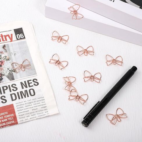 20 Pcs Decorative Bow Paperclip Bowknot Shape Paper Clips Mini Bow Shape Paper Clips Funny Papers Clip Cute Paperclips Rose Gold Fancy Paperclips Metal Paperclip Bookmarks Planner Clip for Office Home in Kuwait