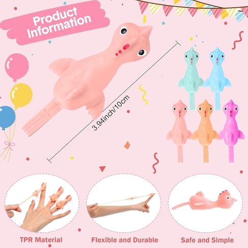Poen 400 Pcs 3.94" Slingshot Chicken Party Favors Flying Chicken Stretchy Rubber Flick Chicks Shooting Game Activity for Birthday Gifts Goodie Bags Fillers (Soft Colors) in Kuwait