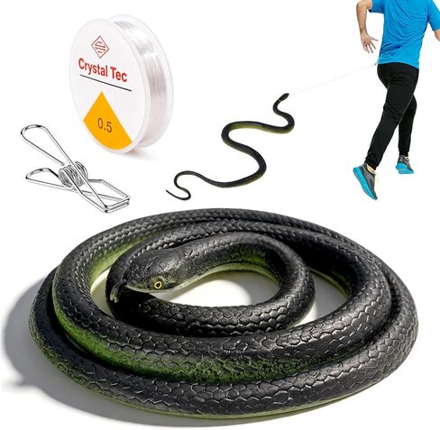 Hsxfl Fake Snake, Realistic Rubber Snake Prank with String and Clip, Lifelike Plastic Snake Toy for Playing Jokes Prank Stuff for Halloween Party Favor in Saudi Arabia