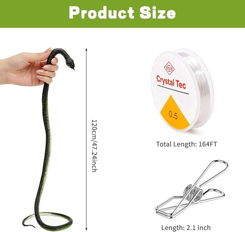 Hsxfl Fake Snake, Realistic Rubber Snake Prank with String and Clip, Lifelike Plastic Snake Toy for Playing Jokes Prank Stuff for Halloween Party Favor in Saudi Arabia