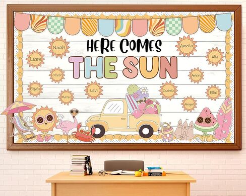 Retro Sun Motivational Bulletin Board Decor Summer Sunshine Bulletin Board Decoration Sunshine Groovy Hippie Paper Cutouts Sun Shine Beach Blackboard for School Classroom Summer Theme Party Supplies in Kuwait