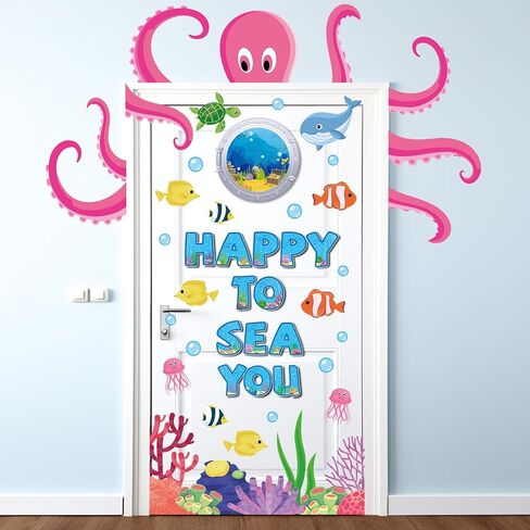 Ocean Octopus Classroom Door Bulletin Board Ocean Animals Wall Decoration Under The Sea Large Octopus Cutouts Happy to Sea You Door Decor for Back to School Teacher Supplies Summer Party Decor in Kuwait