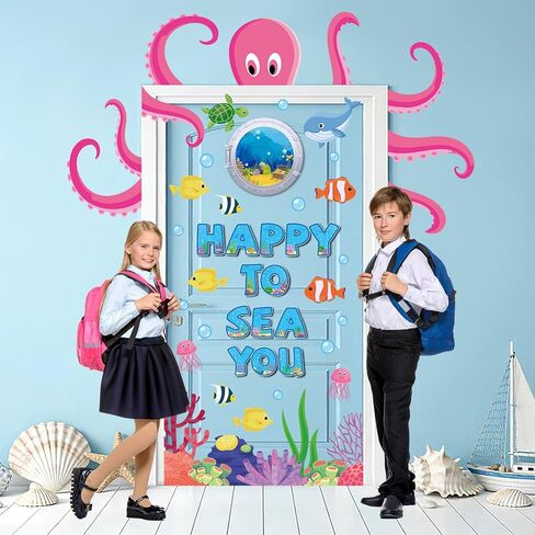 Ocean Octopus Classroom Door Bulletin Board Ocean Animals Wall Decoration Under The Sea Large Octopus Cutouts Happy to Sea You Door Decor for Back to School Teacher Supplies Summer Party Decor in Kuwait