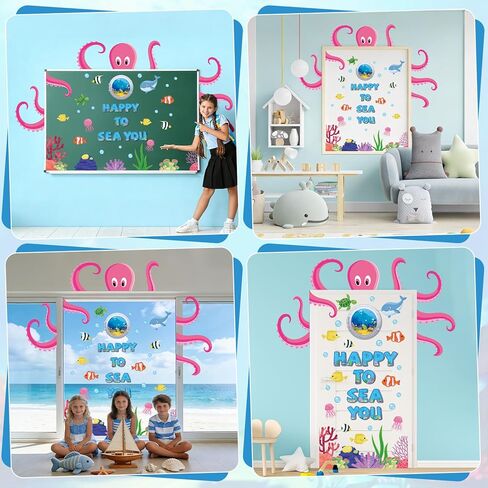 Ocean Octopus Classroom Door Bulletin Board Ocean Animals Wall Decoration Under The Sea Large Octopus Cutouts Happy to Sea You Door Decor for Back to School Teacher Supplies Summer Party Decor in Kuwait