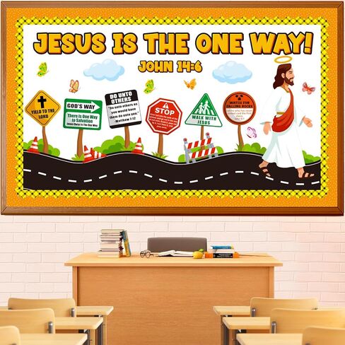 Road Trip VBS Bulletin Board Decoration Set, Christian Construction Sunday School Decorations for Classroom Religious Jesus Road Signs Cutouts Library Church Wall Window Door Decor for Teacher in Saudi Arabia