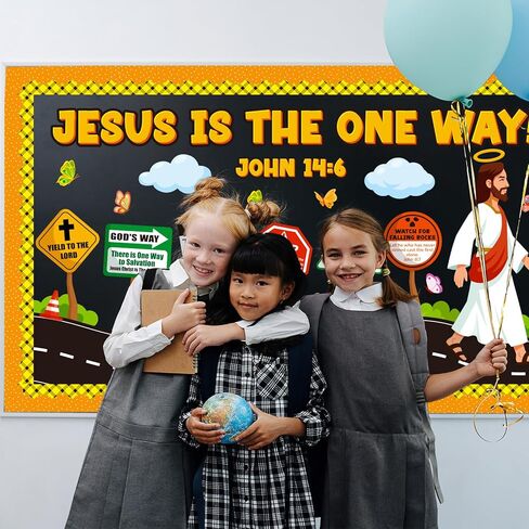 Road Trip VBS Bulletin Board Decoration Set, Christian Construction Sunday School Decorations for Classroom Religious Jesus Road Signs Cutouts Library Church Wall Window Door Decor for Teacher in Saudi Arabia