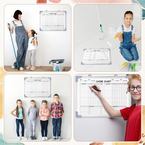 Lincia 12 x 16 Magnetic Dry Erase Chore Chart Board for Family Adults Double Side Family 2 in 1 Combo Chore Board Weekly Calendar Aluminum Frame for Wall 8 Markers 1 Eraser(Double Style) in Kuwait