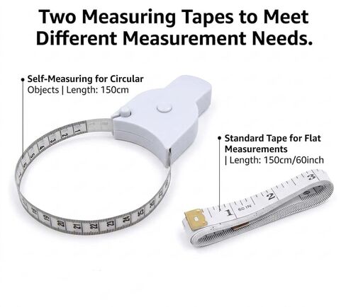 Body Measuring Tape Set, 60in/150cm, Automatic Retractable Tape Measure with Direct Reading, One-Hand Operation for Fitness Weight Loss, Waist, Bust, Hip Measurement, Sewing Tailoring Supplies in Kuwait