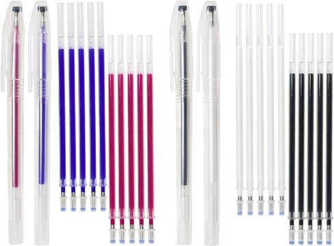 shuielai Heat Erasable Fabric Pens 20 Pcs 4 Colors Refills with 4 Pen Holders Heat Vanishing Marking Pens for Sewing Quilting Embroidery Dressmaking Garment Leather Craft in Saudi Arabia