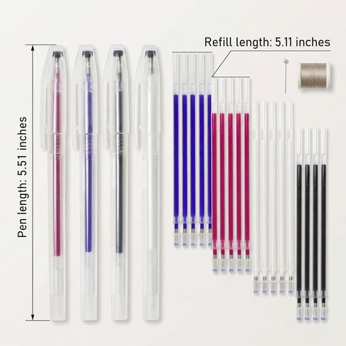 shuielai Heat Erasable Fabric Pens 20 Pcs 4 Colors Refills with 4 Pen Holders Heat Vanishing Marking Pens for Sewing Quilting Embroidery Dressmaking Garment Leather Craft in Saudi Arabia