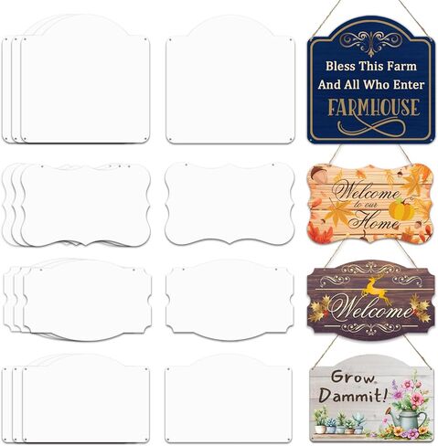 Leafcraft 4 Pack 10inch Sublimation Door Hanger Door Sign Rectangle Blanks Aluminum Double Side Printable Metal Wall Hanging Ornament for Heat Press, DIY Craft, Custom Plaque Decor (4 Mix Style) in Saudi Arabia
