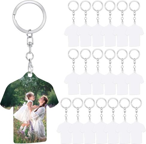 GUESNUY 40PCS Metal Sublimation Keychain Blanks with 20 Printable Blank Aluminum Heat Transfer Double Sides and 20 Key Rings Clips for DIY and Craft,Jersey Designed in Kuwait
