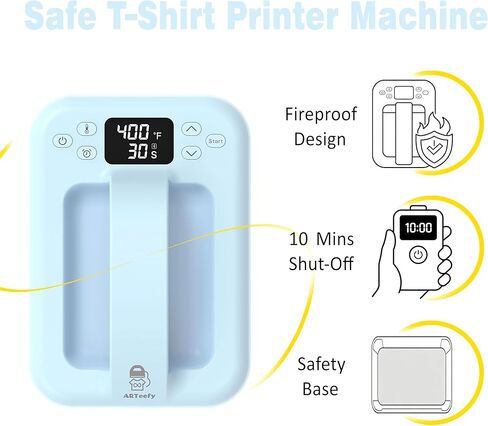 Smart Heat Press Machine (7" x 5") with Bluetooth App Control - Portable Hands-Free Iron for HTV Vinyl, Sublimation and DIY T-Shirt Heating Projects - Includes Exclusive AI Design Tools in Saudi Arabia
