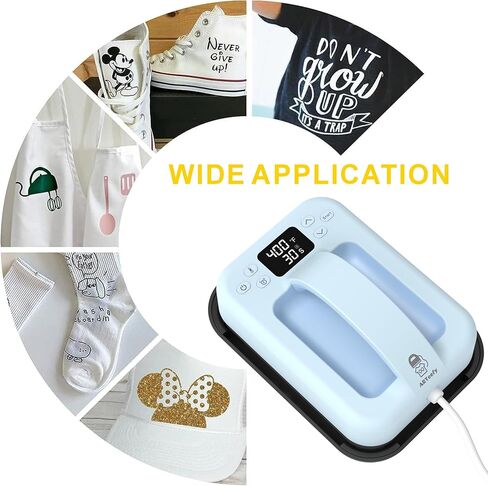 Smart Heat Press Machine (7" x 5") with Bluetooth App Control - Portable Hands-Free Iron for HTV Vinyl, Sublimation and DIY T-Shirt Heating Projects - Includes Exclusive AI Design Tools in Saudi Arabia