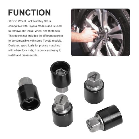 10PCS Security Master Locking Lock Wheel Nut Key Bolt Set Compatible for Toyota in Kuwait