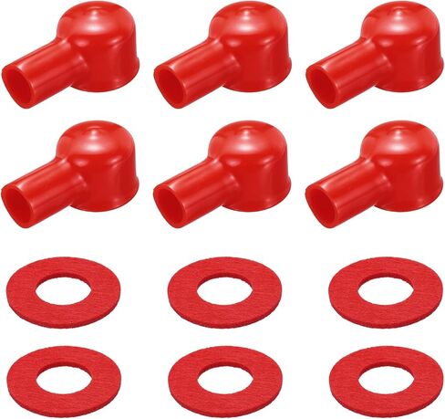 MECCANIXITY Battery Terminal Cover, 6 Pcs Battery Terminal Protector Truck Battery Terminal Cover with Washers Red L15-20-49mm for Car Accessories Truck Marine Boat in Kuwait