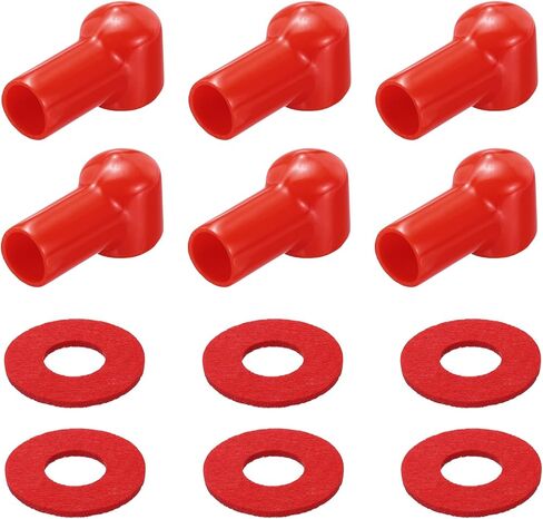 MECCANIXITY Battery Terminal Cover, 6 Pcs Battery Terminal Protector Truck Battery Terminal Cover with Washers Red L15-20-49mm for Car Accessories Truck Marine Boat in Kuwait