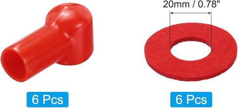MECCANIXITY Battery Terminal Cover, 6 Pcs Battery Terminal Protector Truck Battery Terminal Cover with Washers Red L15-20-49mm for Car Accessories Truck Marine Boat in Kuwait