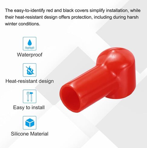 MECCANIXITY Battery Terminal Cover, 6 Pcs Battery Terminal Protector Truck Battery Terminal Cover with Washers Red L15-20-49mm for Car Accessories Truck Marine Boat in Kuwait