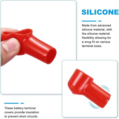 MECCANIXITY Battery Terminal Cover, 6 Pcs Battery Terminal Protector Truck Battery Terminal Cover with Washers Red L15-20-49mm for Car Accessories Truck Marine Boat in Kuwait