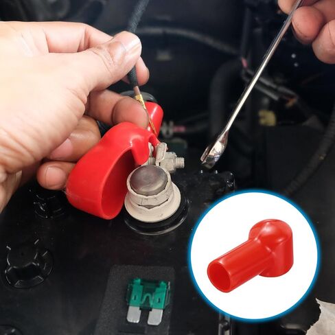 MECCANIXITY Battery Terminal Cover, 6 Pcs Battery Terminal Protector Truck Battery Terminal Cover with Washers Red L15-20-49mm for Car Accessories Truck Marine Boat in Kuwait
